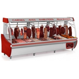 VITRINA CARNICERA RUBI SIN BODEGA 3.10 M CON BANDEJAS ACERO INOX