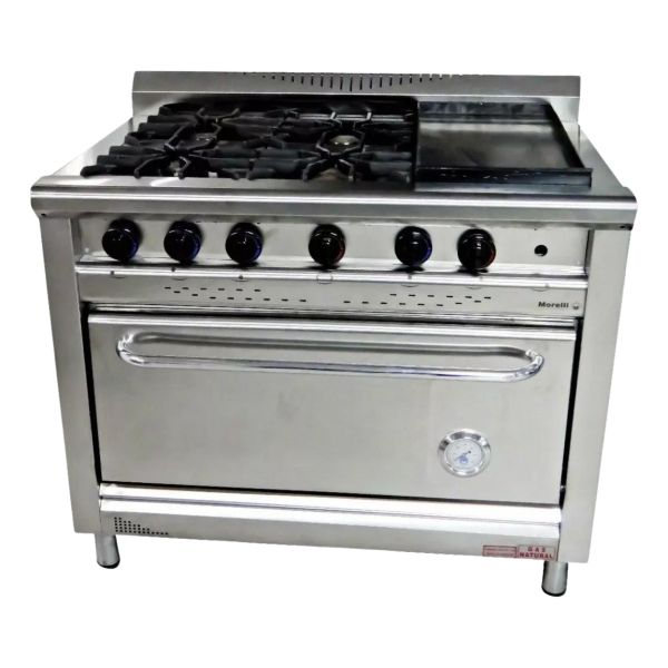 Cocina Ind 4 Hor + Plancha Y Horno Piso De Piedra Morelli