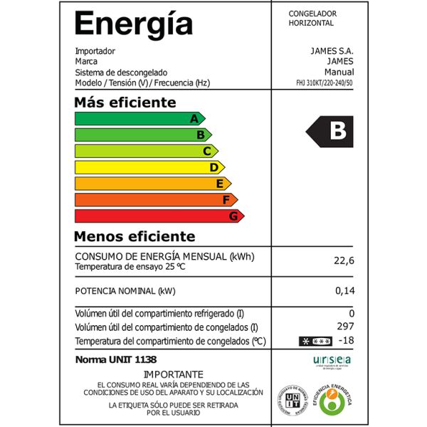 Freezer Horizontal James 295l Frío Húmedo Doble Acción - Imagen 2