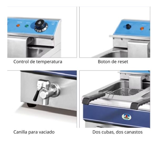 Freidora Fritador Unique Comercial 12+12 Lt Llave P Desagüe - Imagen 2