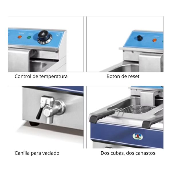 Freidora Fritador Unique Comercial 12+12 Lt Llave P Desagüe - Imagen 2