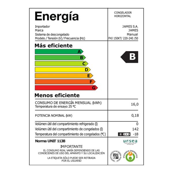 Freezer Heladera James 150 Horizontal Doble Accion Tg - Imagen 3