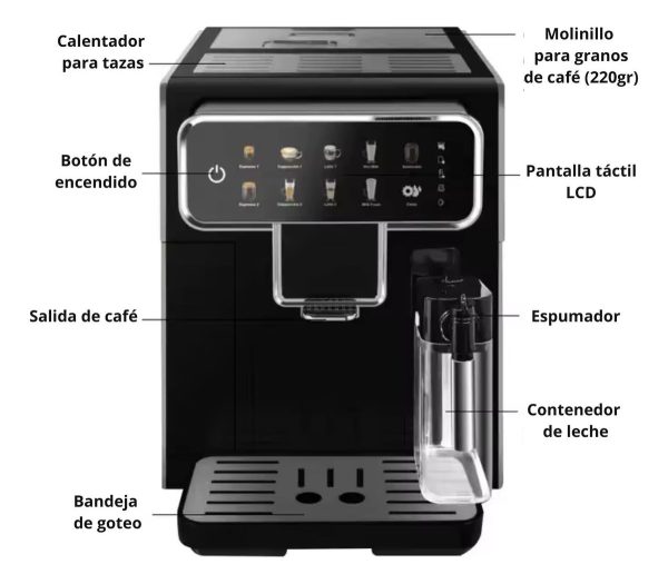 Cafetera Expreso Táctil Automática, Molino Y Espumador 7203 - Imagen 2