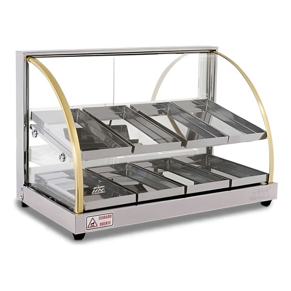 Vitrina Sobre Mostrador De Calor Tita 8 Bandejas Vidrio Curv