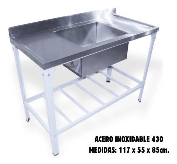 Mesada Acero Inox Con Pileta 117 X 55 Cm. Innal - Imagen 2