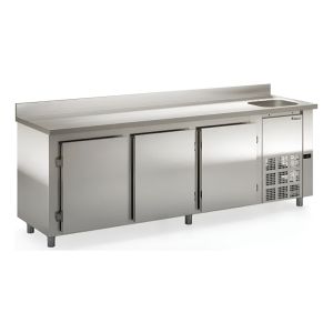 Bajo Mostrador Acero Inox 3 Puertas C Puertas Gelopar 2.5 M