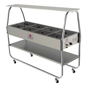 Mesa Buffet Progas Solo Calor 8 Cubas Con Tapa Vidrio