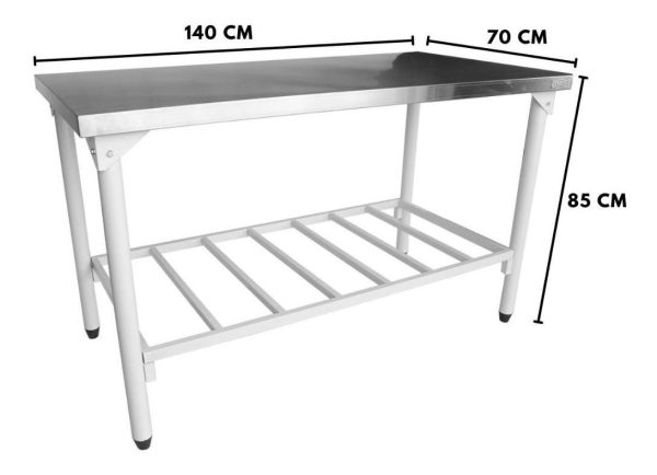 Mesada Acero Inox 140 X 70 Cm. Innal Con Estante Rejilla - Imagen 2