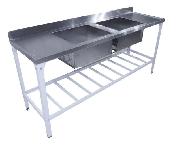 Mesada De Trabajo Acero Inox Doble Pileta 190 X 55 Cm Innal - Imagen 2