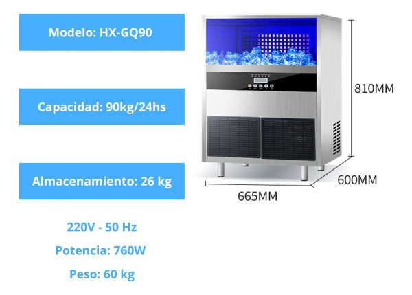 Maquina Fabrica De Hielo Unique 90kg/24hs Deposito 26 Kg - Imagen 2