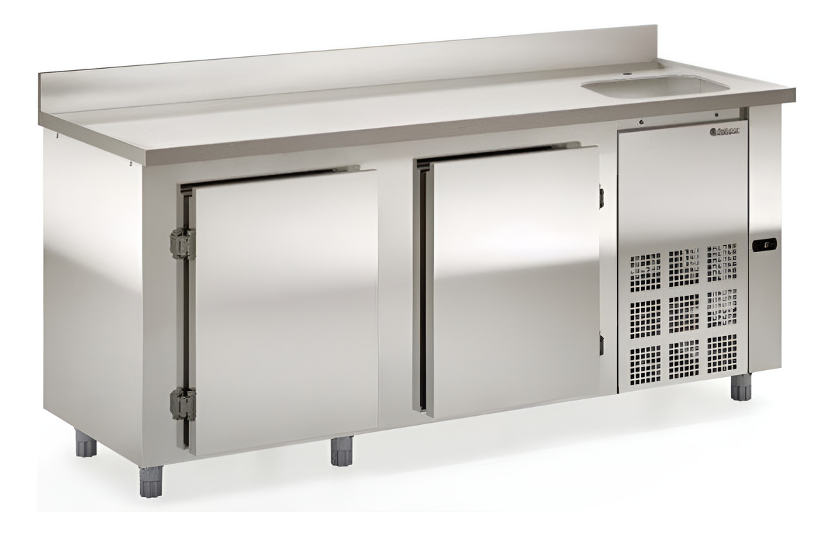 Bajo Mostrador Acero Inox Con Pileta Gelopar 2 Mt Gbfe-200cd