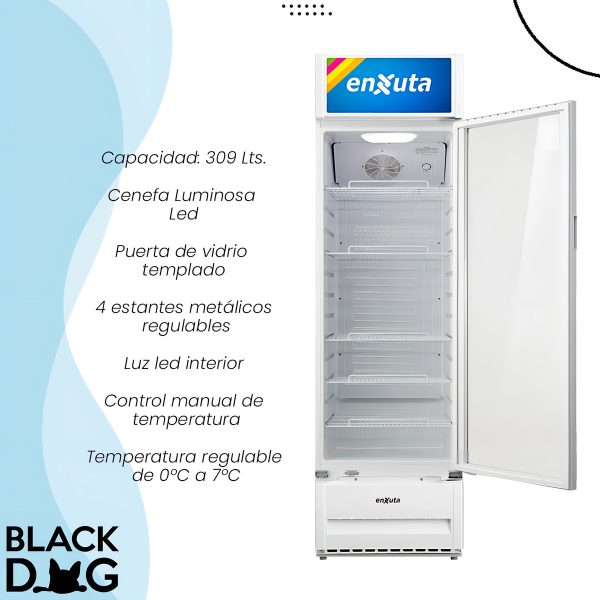 Vitrina Comercial Enxuta 309lts Con Cenefa Led Dimm Color Blanco - Imagen 6
