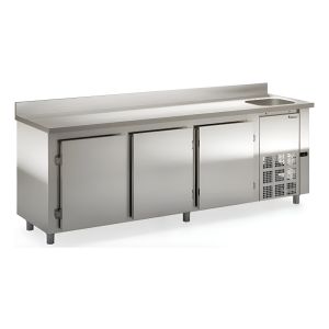 Bajo Mostrador Acero Inox 3 Puertas C Puertas Gelopar 2.5 M