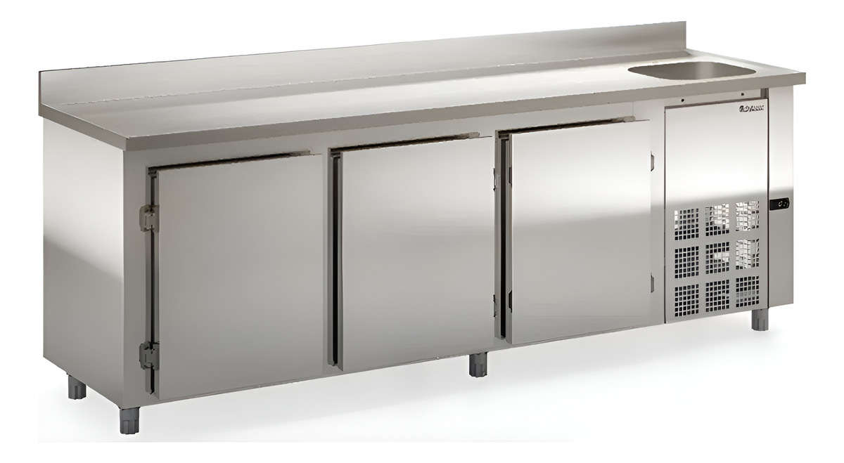 Bajo Mostrador Acero Inox 3 Puertas C Puertas Gelopar 2.5 M