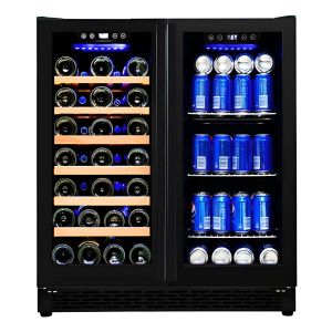 Cava Enfriador De Vino Dual Estantes De Madera 33 Botellas