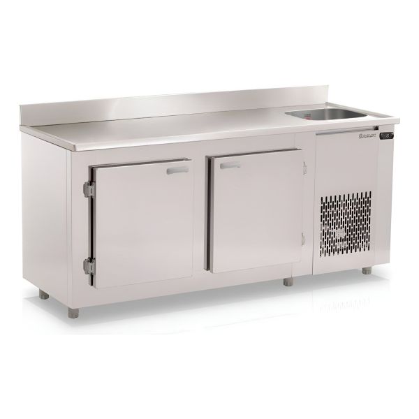 Bajo Mostrador Acero Inox 2 Puertas C Pileta Gelopar 1.9 M