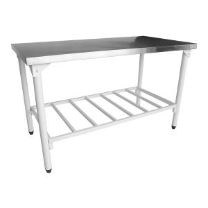 Mesa De Servicio Industrial De Acero Inoxidable Con Estante De Rejilla De 1,40 X 70