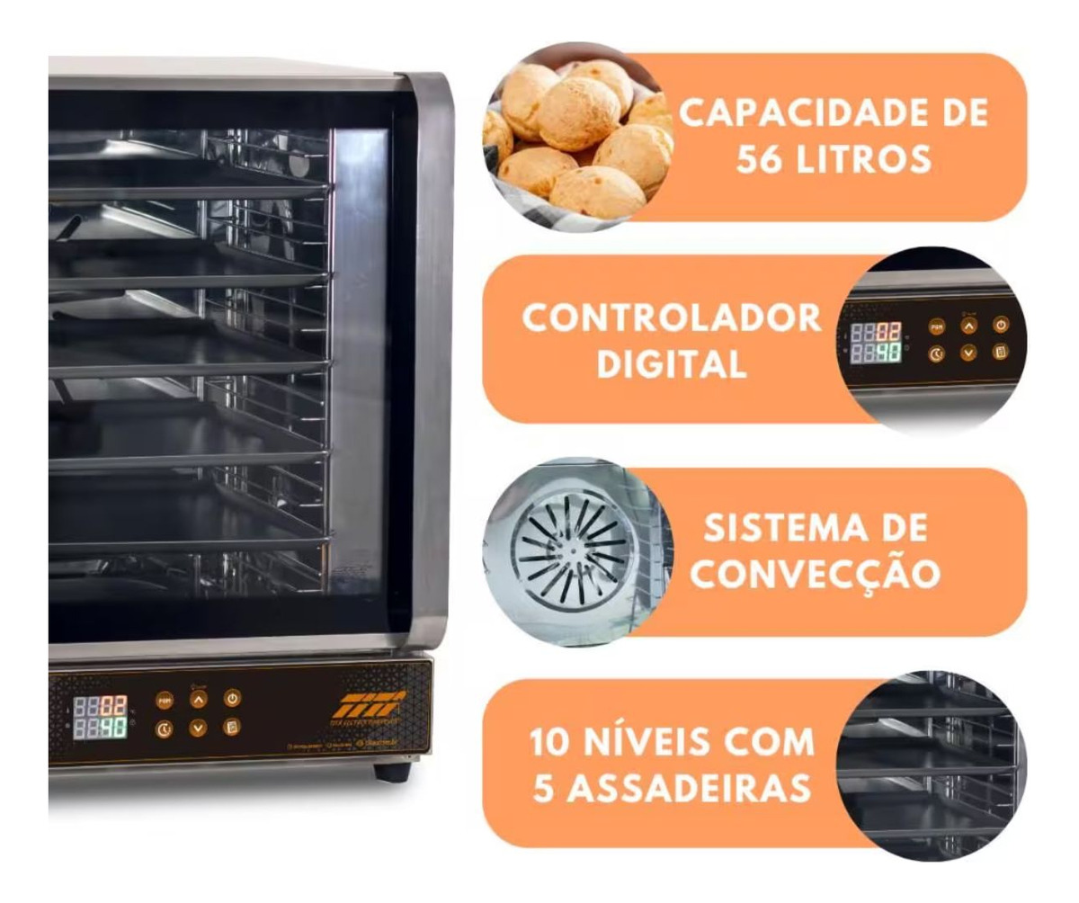 Horno Comercial Tita Electrico Digital 5 Bandejas Fetpd Maxx - Imagen 2