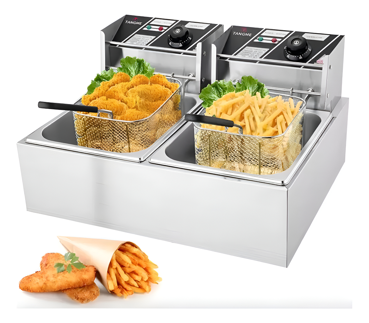 Fritador Electrico Dos Cubas 6 + 6 Lt Unique Con Tapa - Imagen 2