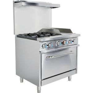 Cocina A Gas Industrial Con Plancha Y 4 Hornallas Americano