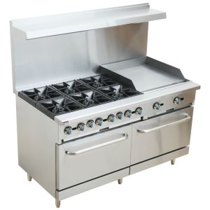 Cocina Industrial A Gas Inox 6 Hornallas Plancha Y 2 Hornos