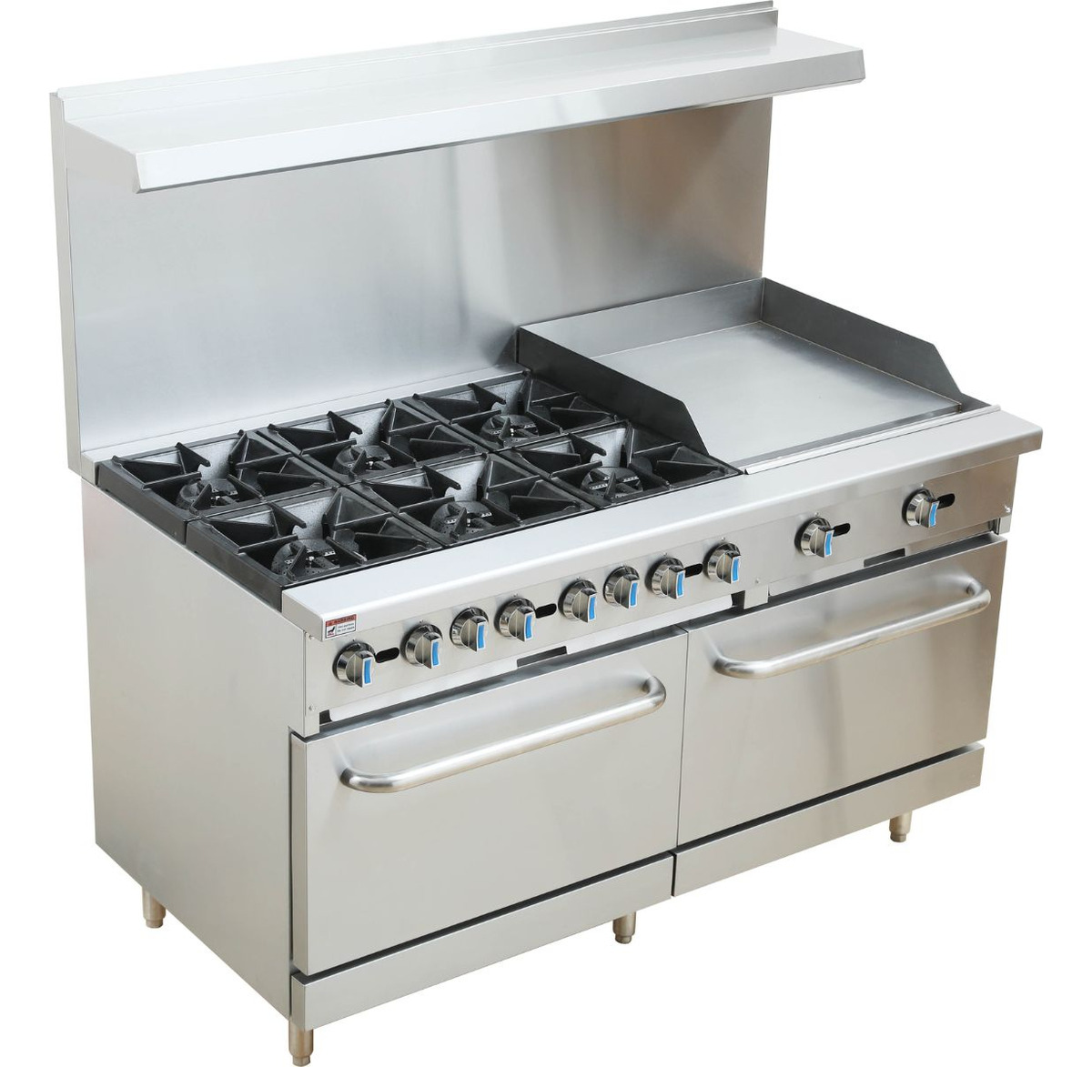 Cocina Industrial A Gas Inox 6 Hornallas Plancha Y 2 Hornos