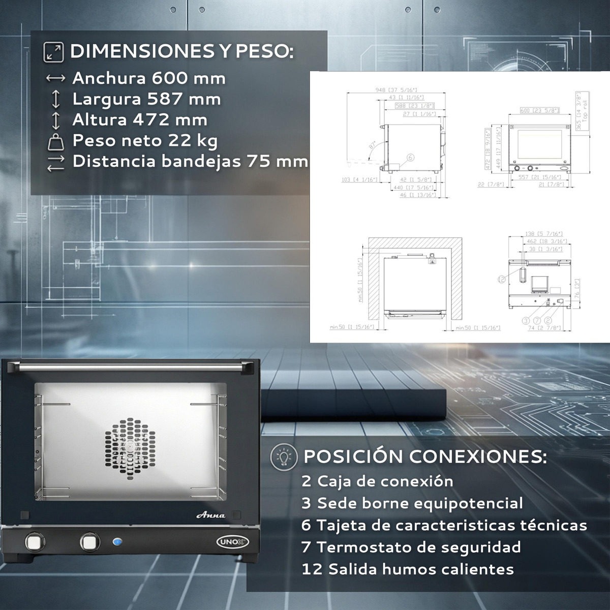 Unox Horno Convección Profesional | Anna Xf-023 - 230v Plateado - Imagen 7