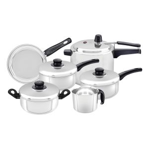 Juego De Ollas A Presión Con Panel Pulido De 6 Piezas Plateado