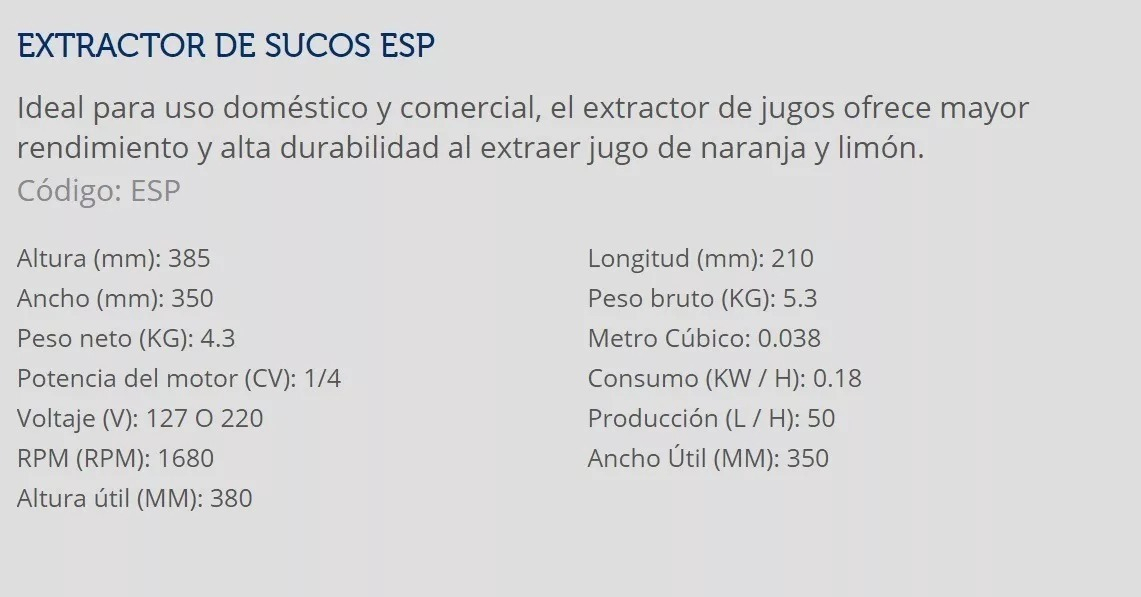 Exprimidor Eléctrico Industrial Metvisa Esp 60 Lts/h 186.425w Plateado/negro 60 Hz - Imagen 6