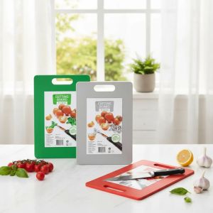 Tablas De Picar Plasticas Set X 3 Verde Blanco Y Rojo 33x20