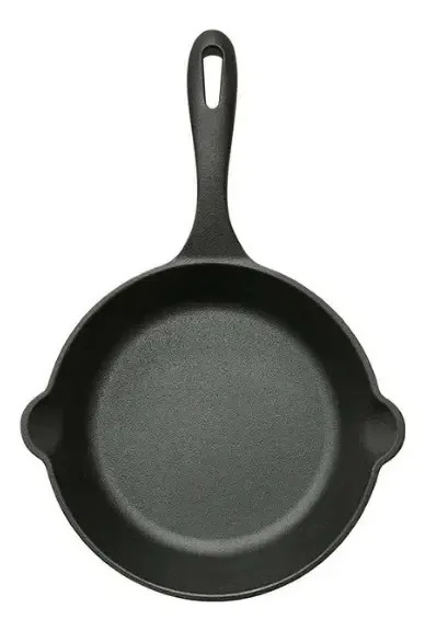 Sarten Plancha Hierro Fundido 15 Cm Con Tabla De Madera