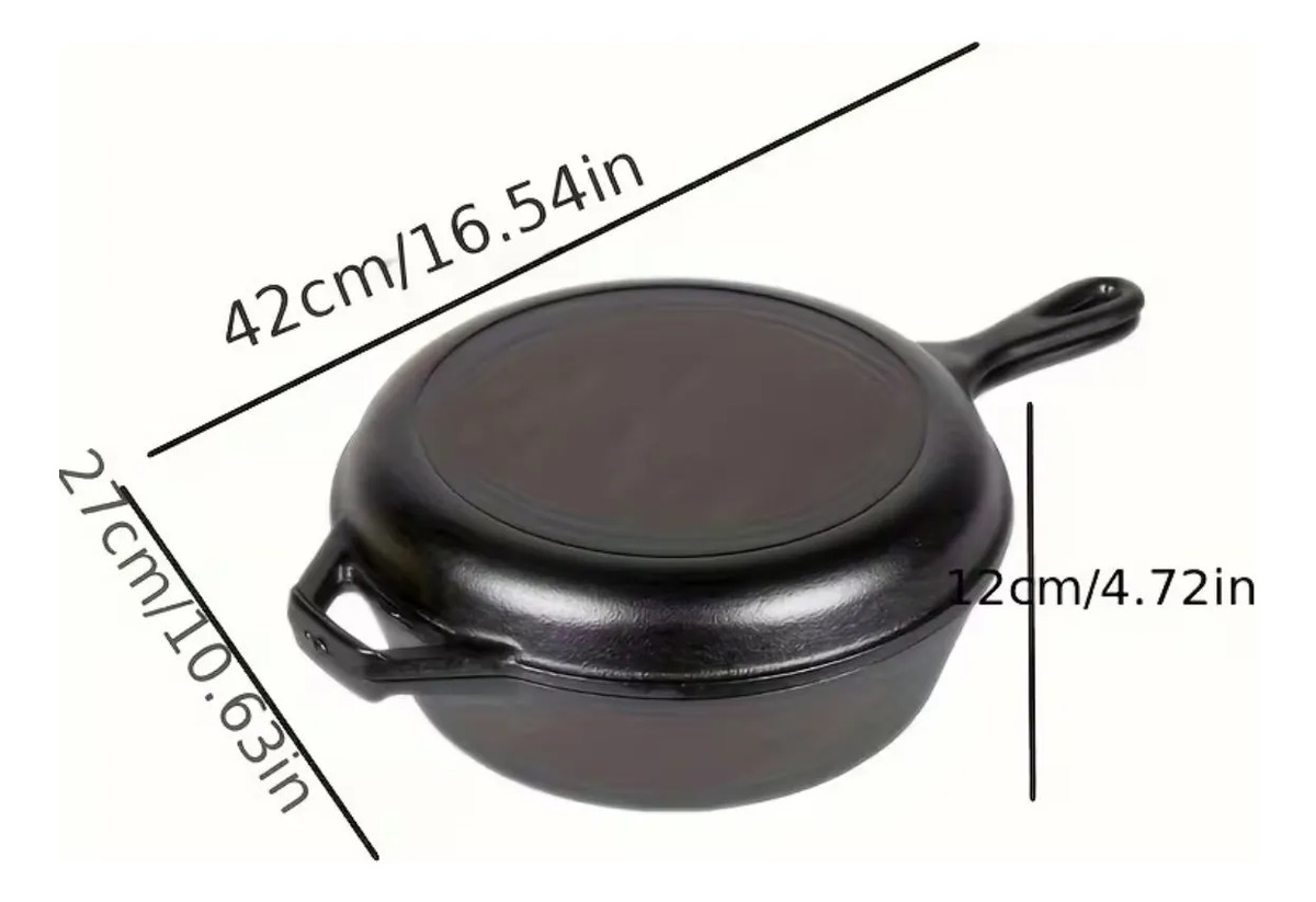 Olla Sarten De Hierro Fundido Doble Funcion 27 Cm - Imagen 4