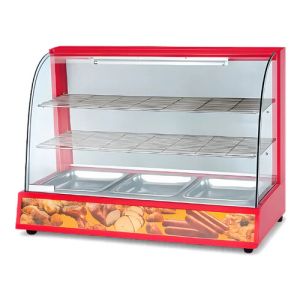 Vitrina Sobre Mostrador Calor Comercial Vidrio Curvo Hw-3p