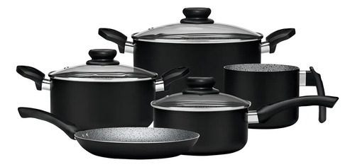 Juego Bateria de Cocina Antiadherente 5 Piezas Panelux Negro